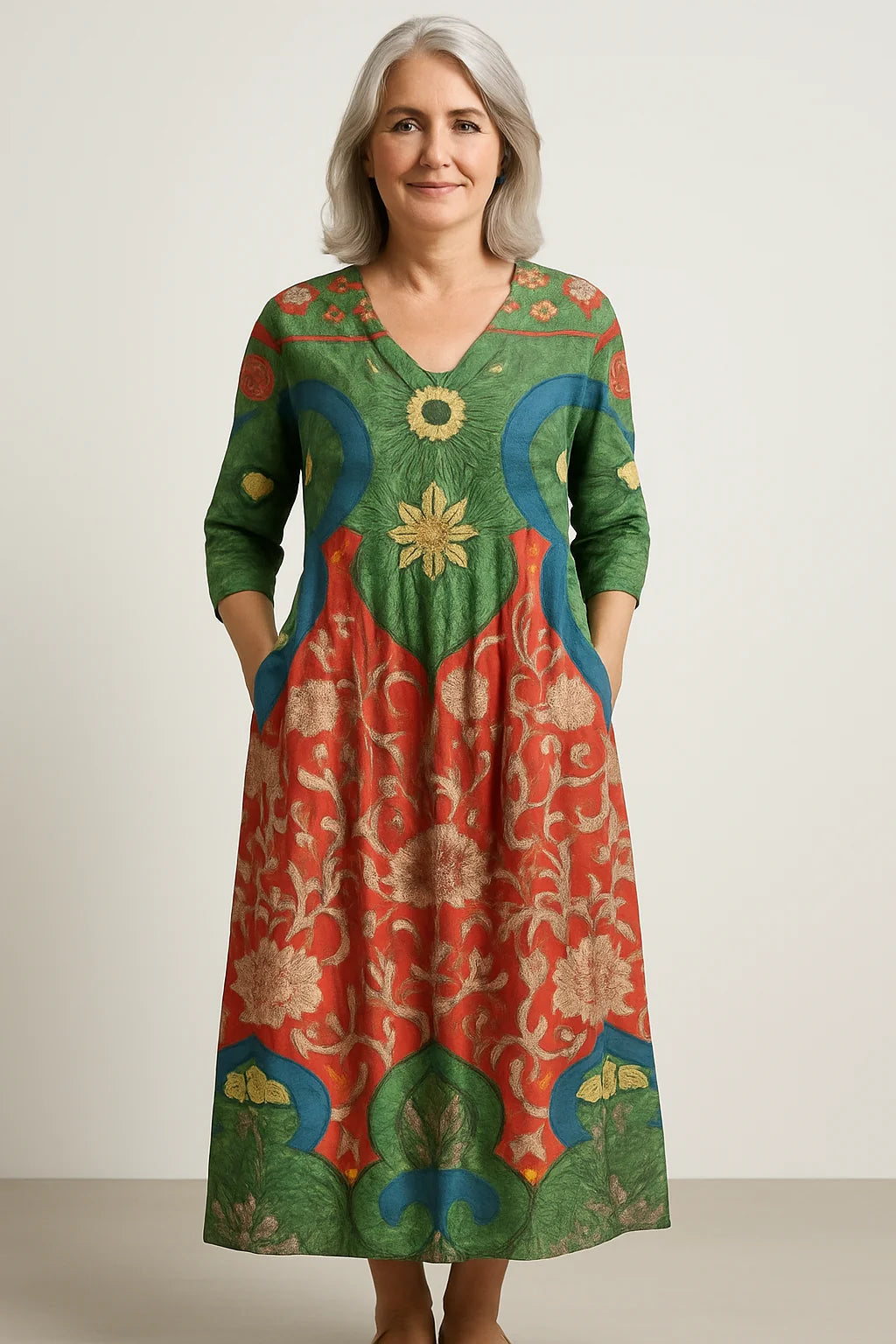 Noa™ | Maxikjole med vintage blomstermønster null